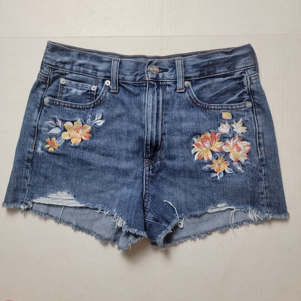 American Eagle Floral Embroidered Mom Shorts SZ 6